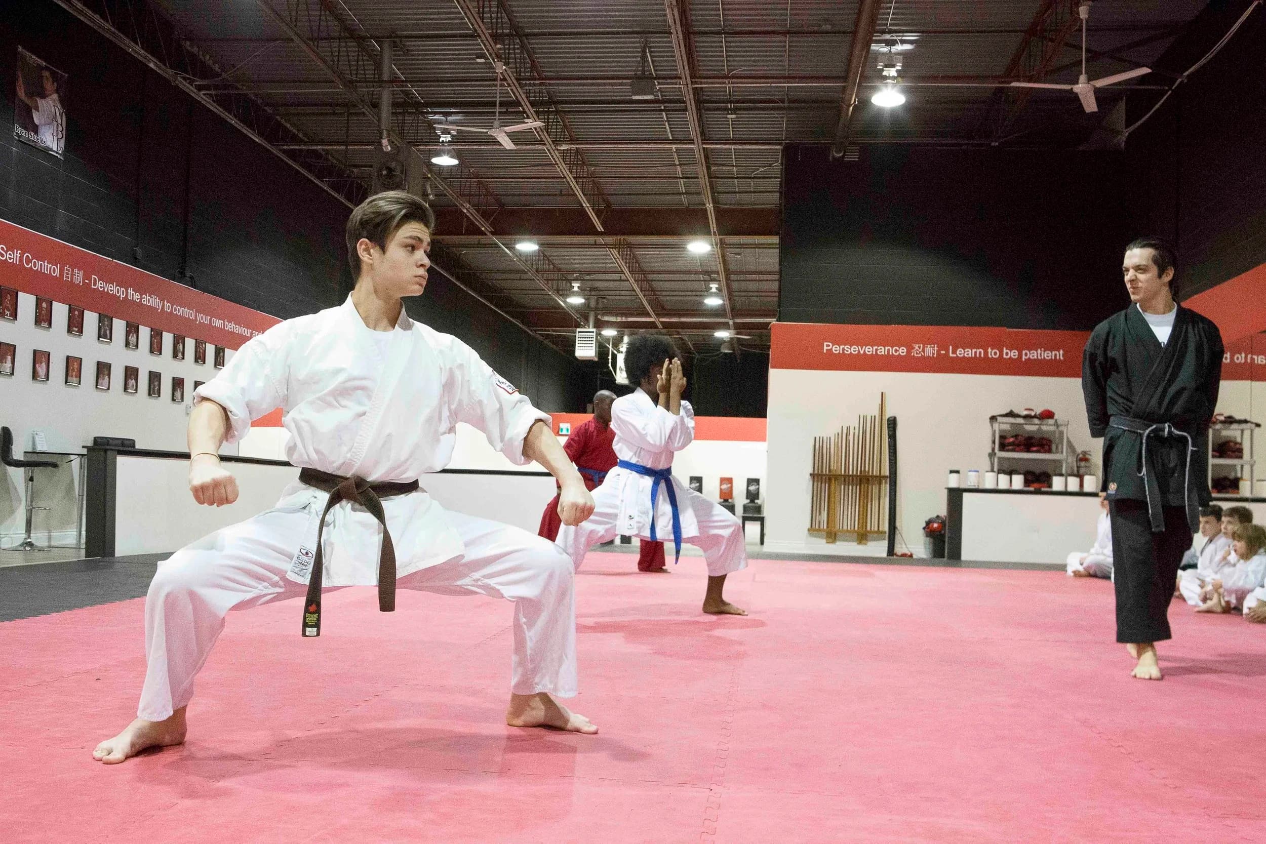 Students training in the dojo
