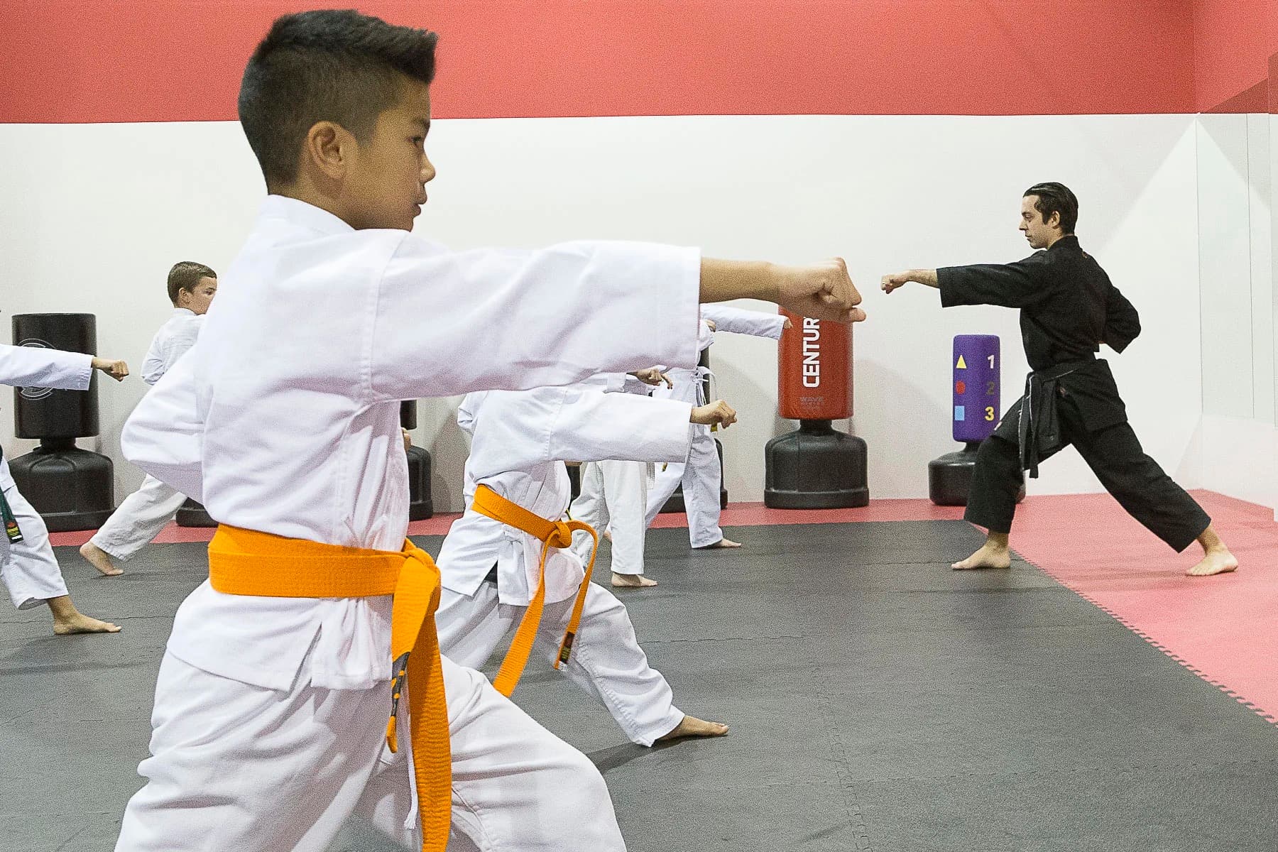 Young student practicing a punch